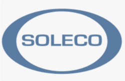 A blue oval with the word soleco in it.